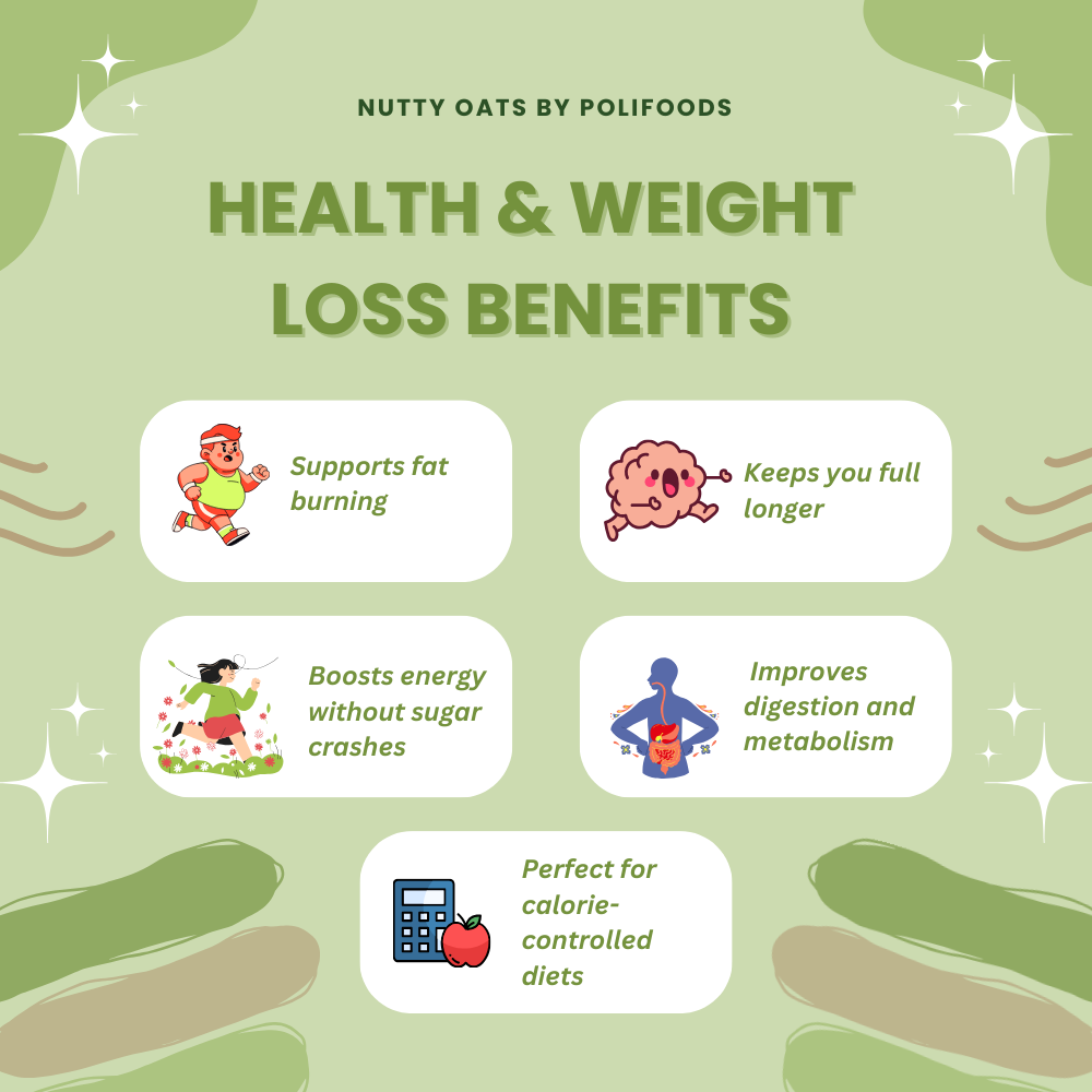 Health and weight loss benefits of weight loss special Nutty Oats (oats with nuts) by polifoods
