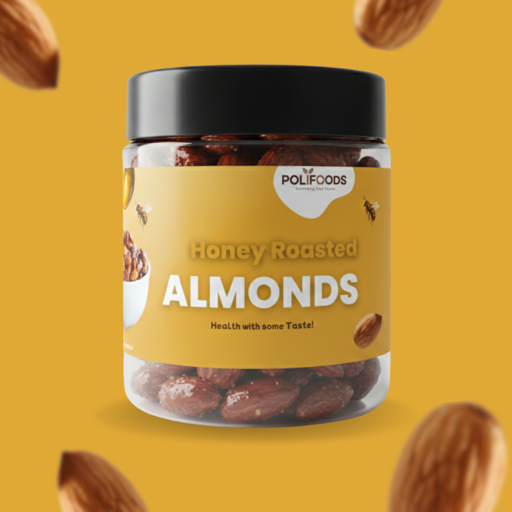 Jar of Honey Roasted Almonds by Polifoods