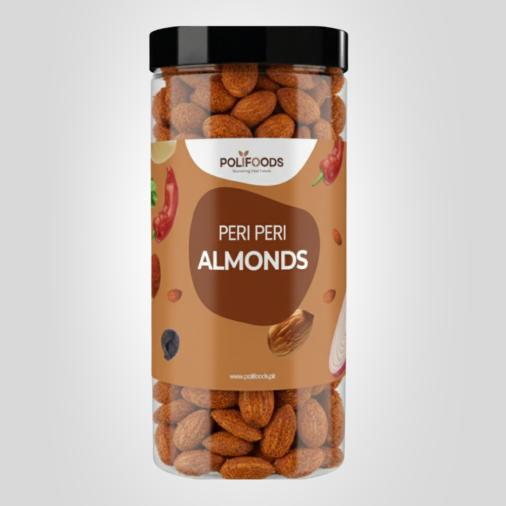 Jar of Peri Peri Seasoned Almonds by Polifoods