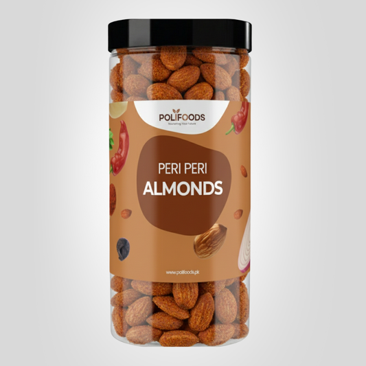 Jar of Peri Peri Seasoned Almonds by Polifoods